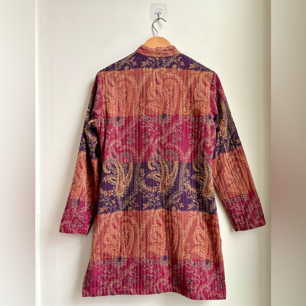 Coldwater Creek Autumn Tones PAISLEY PRINT Patchwork Bohemian Light Coat Boho Sm - Picture 3 of 4